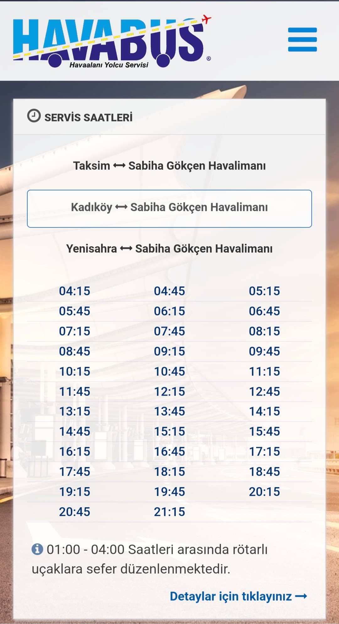 havabus_timetable